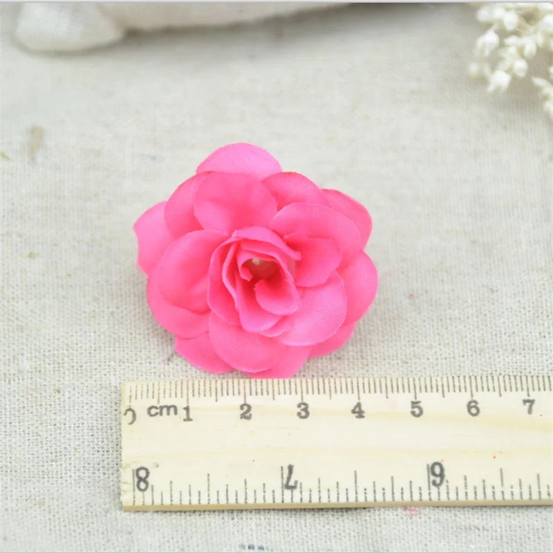100 Gab 4.5 cm Roku darbs Mini Mākslīgās Zīda Rožu Ziedu Galvas DIY Scrapbooking Ziedu Skūpsts Bumbu Kāzu Dekoratīvie