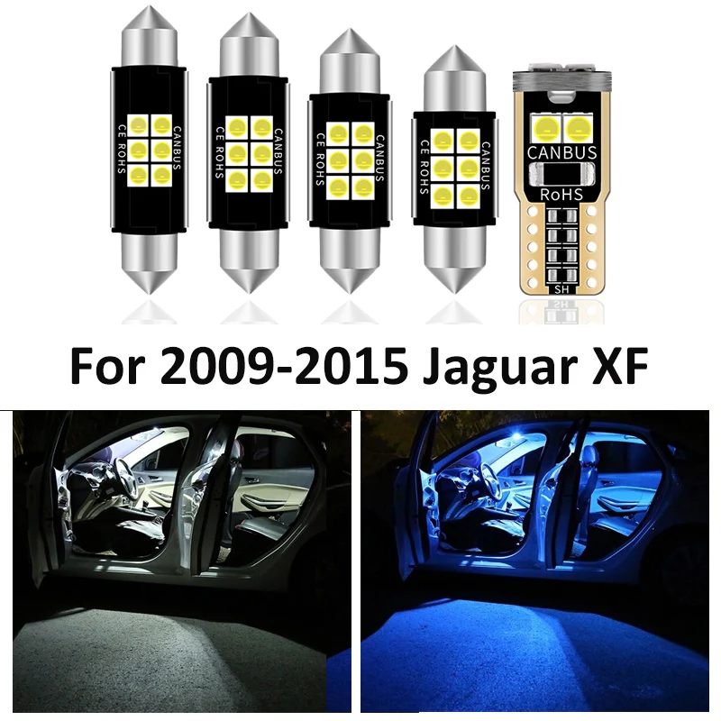 13 Gab Automašīnu Balts Interjers LED Spuldzes Iepakojuma Komplekts 2009 2010 2011. -. Gadam Jaguar XF Kartes Dome Licence Lampas, Auto Piederumi