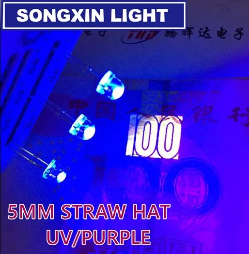 2000PCS led 5mm salmu cepure uv/purple led Gaismas Diodes (4.8 mm) Ūdens Clear ultra spilgti Platleņķa LED