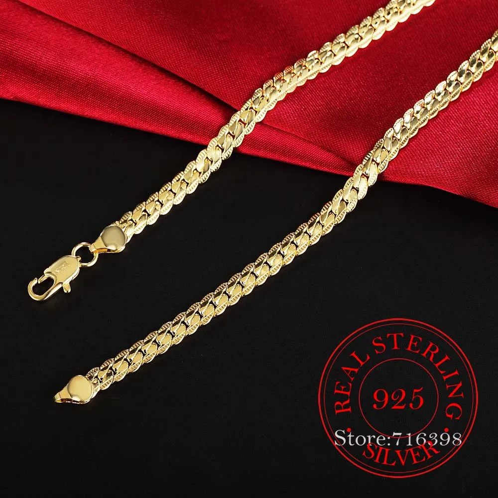 2020 925 Sudraba Ar Zelta Kaklarota Sievietēm, Zelta Modes Rotaslietas Sideway Ķēdes Kaklarota Kāzu Dāvana/daga