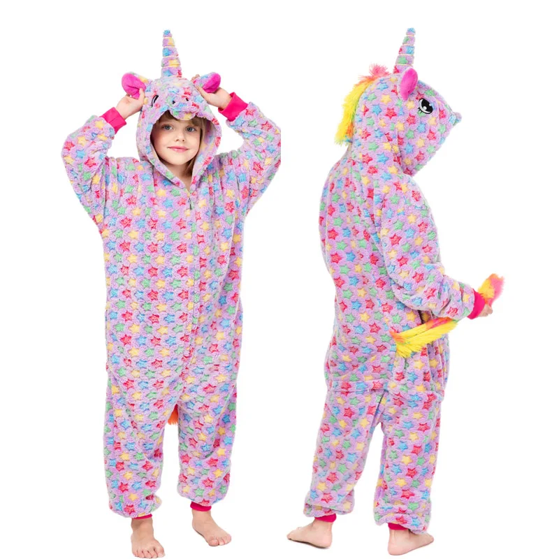 21 Bērnu Komplekts Kigurumi Zvaigznes Fox Unicorn Pidžamas Bērniem Kapuci Karikatūra Sleepwear Ziemas Zēni Meitenes Pijamas Ziemassvētku Homewear