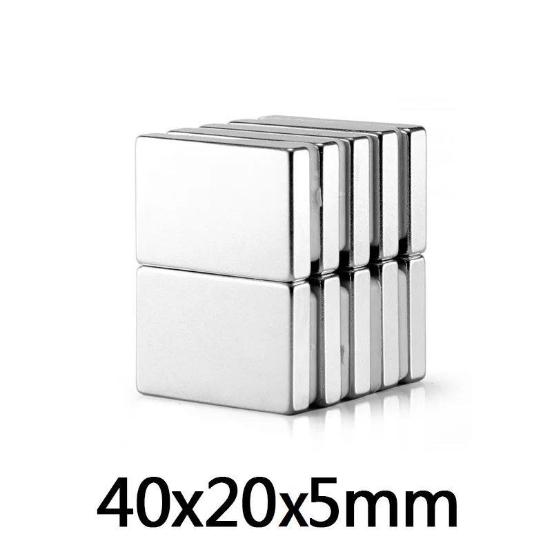 2~50GAB 40x20x5 mm Quadrate Spēcīgu Neodīma Magnētu 40mm*20mm Sloksnes Spēcīgs NdFeB Magnētisko 40x20x5mm retzemju Magnēti 40*20*5