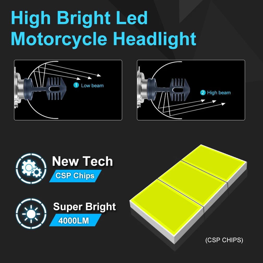 4000LM BA20D LED H6 P15D HS1 H4 Led Motocikla priekšējo Lukturu Spuldzes CSP Mikroshēmas Motociklu hi/lo daudz gaismas Moto Lukturis Ebike Auto Gaismas