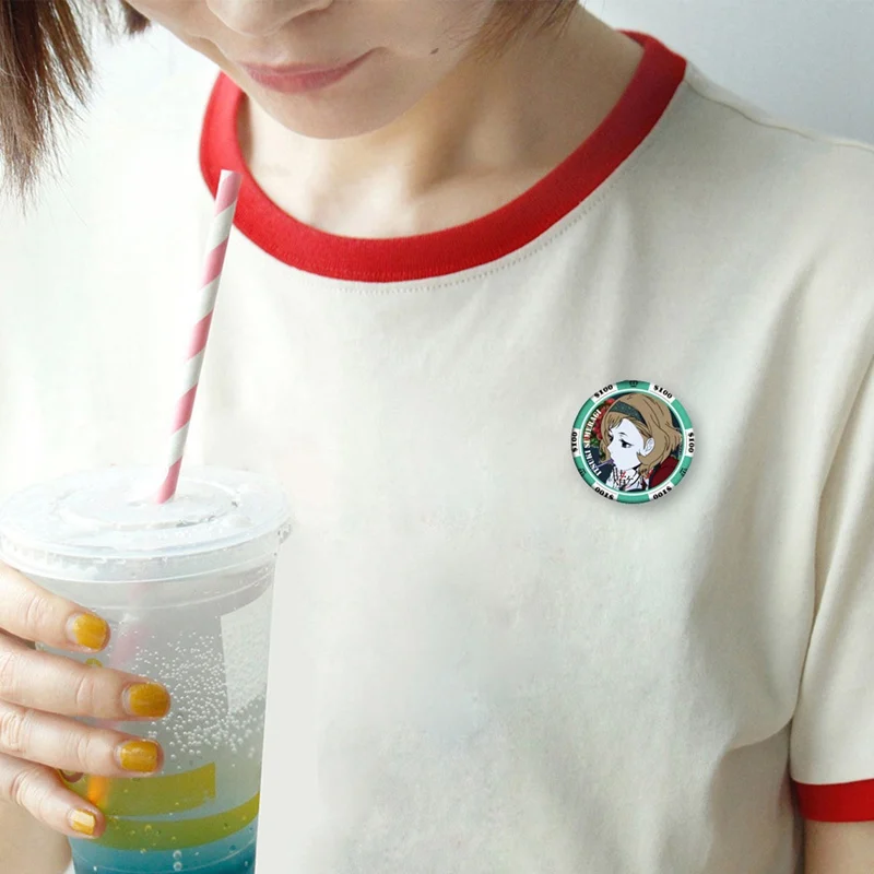 6pcs Anime Kakegurui: Piespiedu Spēlētājs Yomoduki Runā Cosplay Prop Žetons Broša Žetona Emblēma Tapas Pogu, Somas Kolekcionējamus