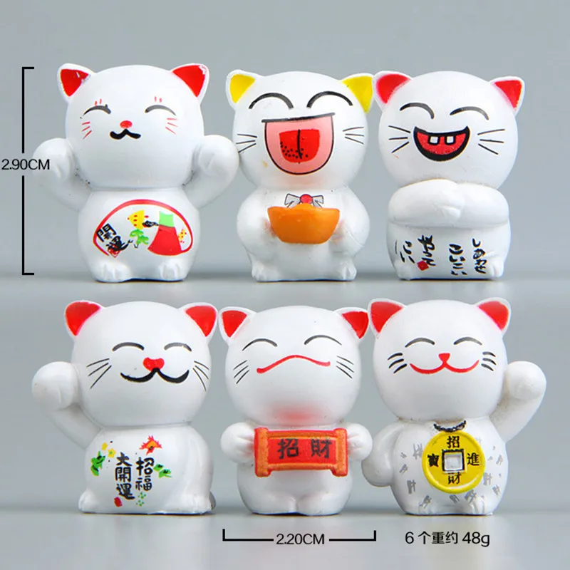 6PCS Karikatūra Laimīgs Kaķi Mikro Ainavu Kaķēns Feng Shui Mājas Dārza Rotājumi Miniatūras Rotas, Dāvanu GPD8726