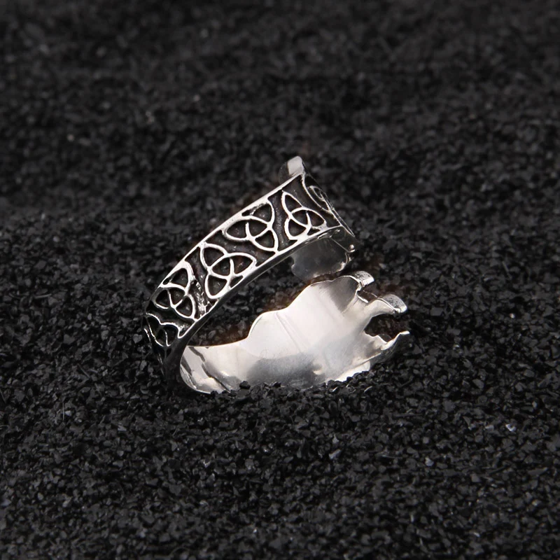 925 sterling sudraba Viking Ķeltu mezglu Lāču nagiem regulējams gredzenu kā dāvanu ar vintage koka viking kaste