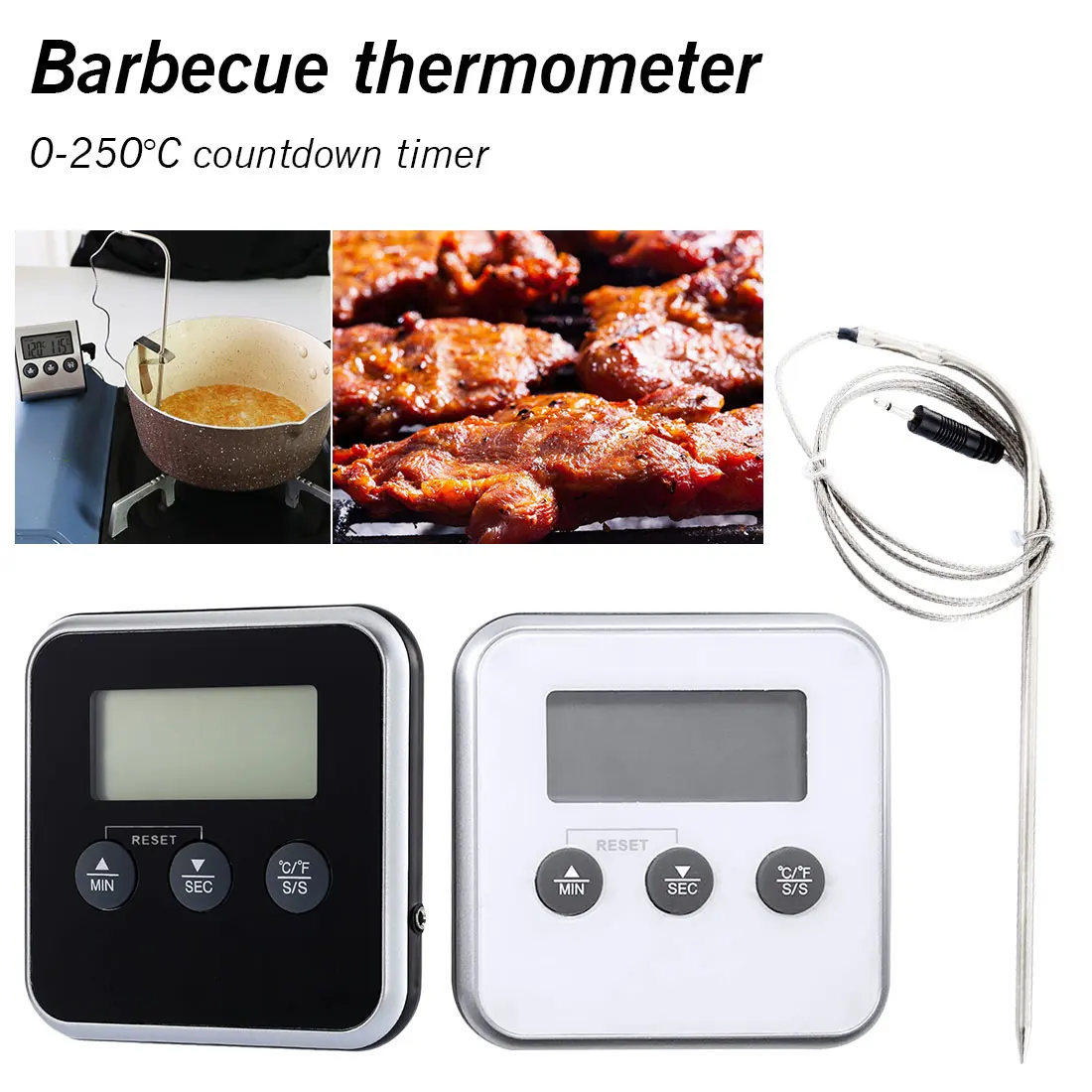BBQ Termometrs Krāsns Termometri Ciparu LCD Bezvadu Pārtikas, Cooking, Grila Taimeris, Temperatūras Zondes Virtuve, ēdienu Gatavošanas Rīki