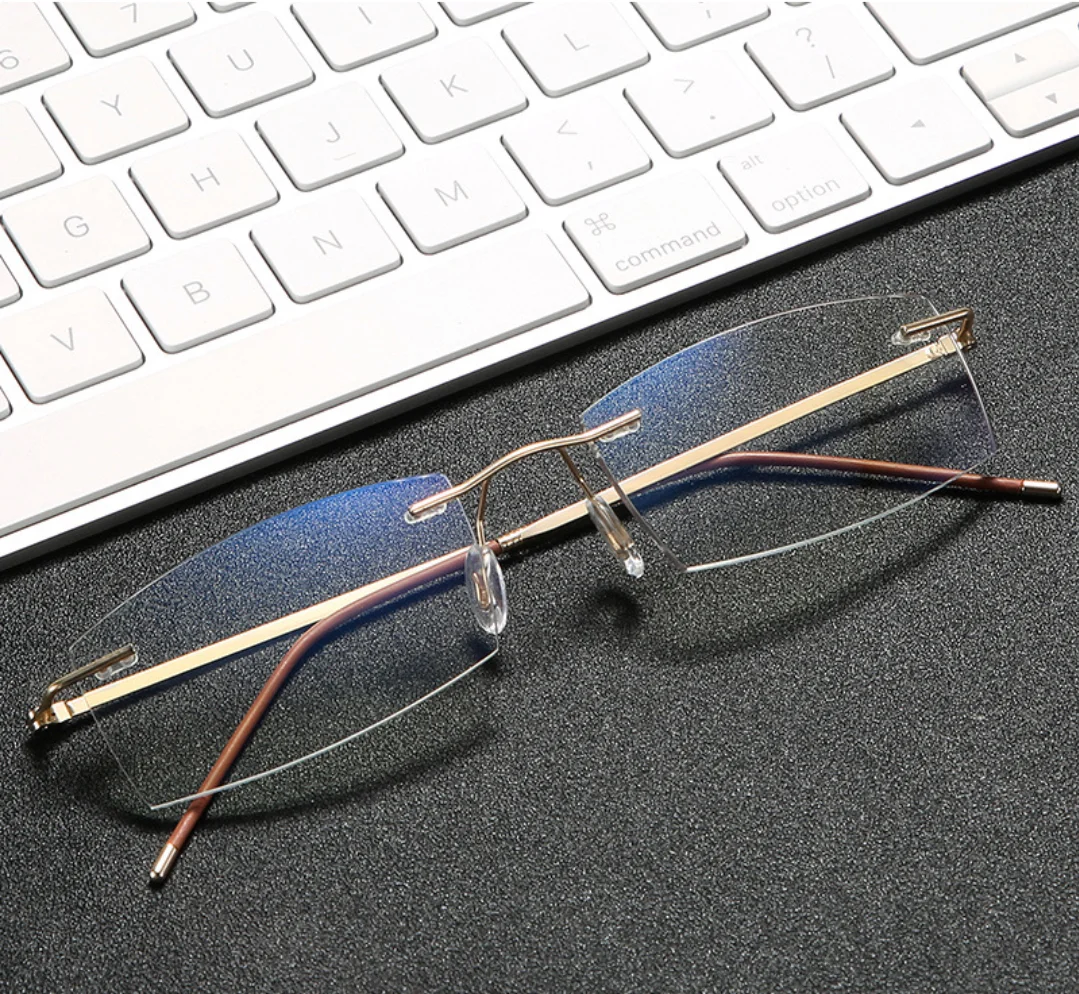 Bezrāmju ultra-light lasīšanas brilles vīriešu blue lasot brilles, HD anti-noguruma lasot acīs vecākiem cilvēkiem