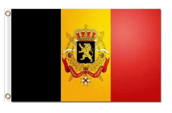 Beļģijas valsts karogs ar ģerboni drukāšanas 3x5ft banner karogu