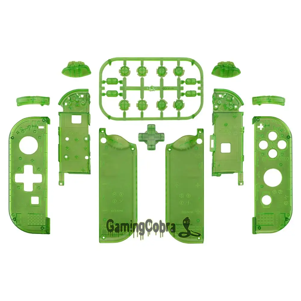 Caurspīdīgs Skaidrs, Zaļš Kontrolieris Mājokļu (D-Pad Versija) w/ Pilns Komplekts Pogas DIY Nomaiņa Shell Nintendo Slēdzis Prieks-Con