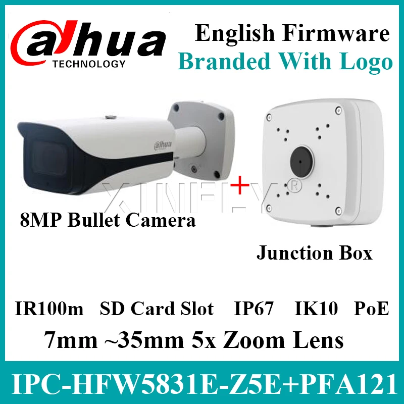 Dahua IPC-HFW5831E-Z5E 8MP, WDR Lodi, Tīkla Kameras 7mm~35mm 5x tālummaiņas objektīvs Ar PFA121 Uzlabot IPC-HFW5831E-ZE IPC-HFW4831E-ZE
