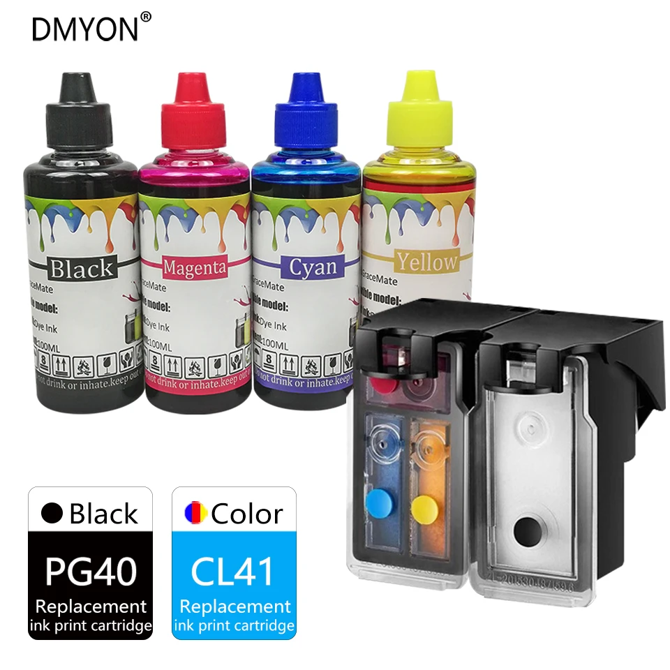DMYON PG40 CL41 XL Kasetnes drukas Tintes Savietojams Canon Pixma IP1180 IP1200 IP1300 IP1600 IP1700 IP1880 IP2200 IP2580