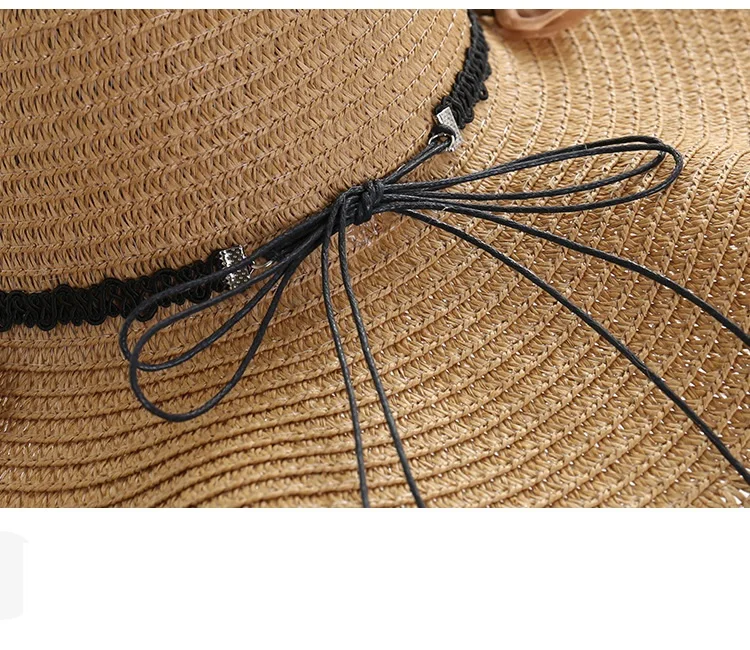 DONGYUN001 Jauno vasaras floppy platām malām, saules cepure Sieviešu Salmu cepuri Klp Āra brīvdienu Lady beach Gadījuma ziedu Panamas cepure