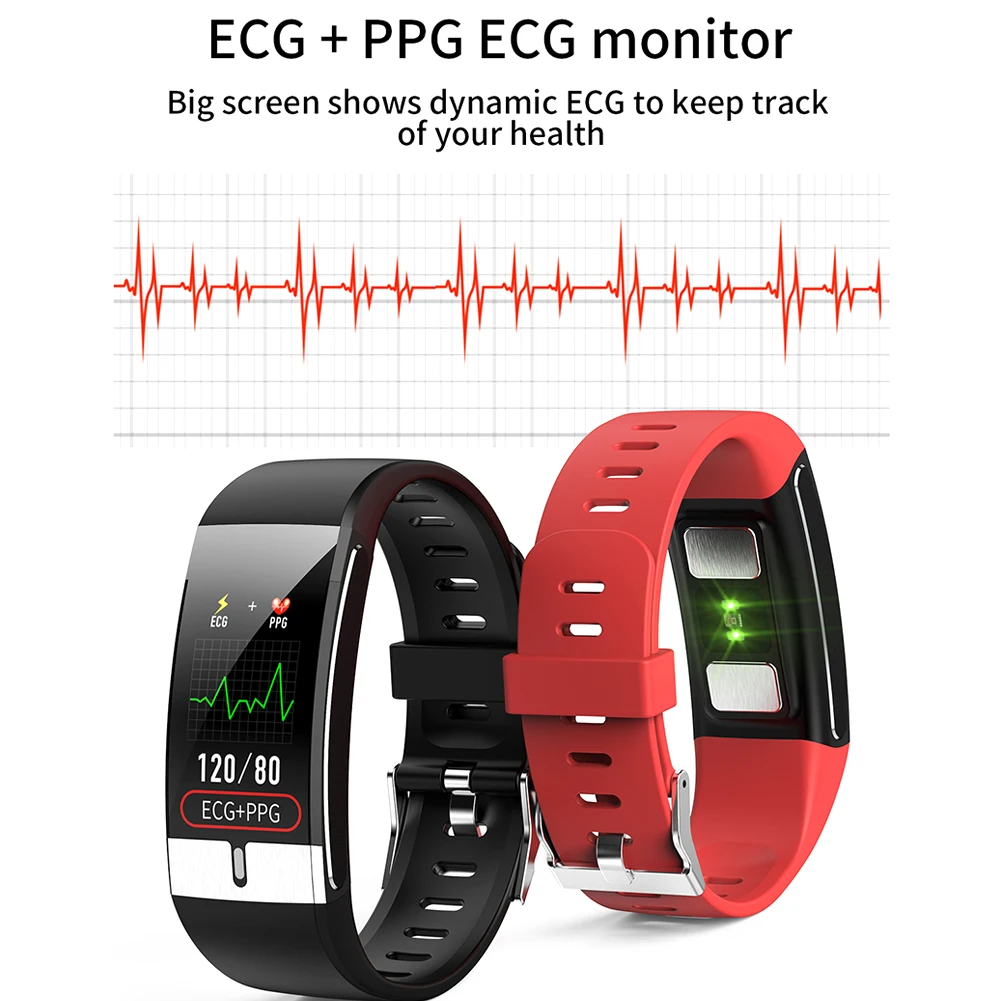 E66 Smart Skatīties Fitnesa Tracker Aproce Ķermeņa Temperatūra EKG Smart Aproce Sirds ritma Monitors Smart Skatīties Mūzikas Vadības Sporta
