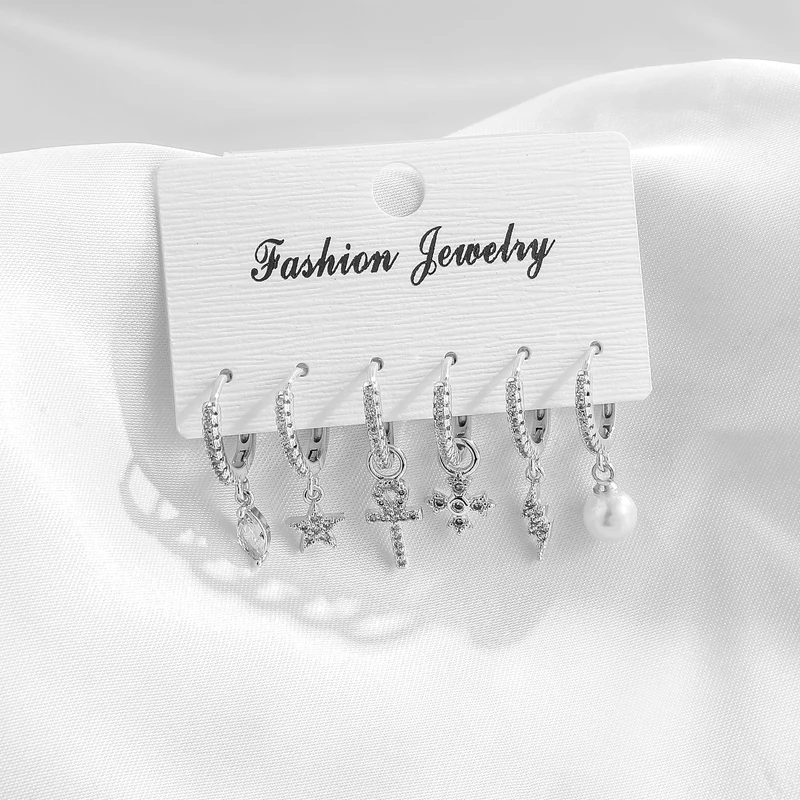 Fashion Star Cross Zibens Pērļu Auskari noteikt Augstas Kvalitātes Kristāla Nelielas Stīpas Auskari Komplekti Modes Rotaslietas 2020. gadam accesorio