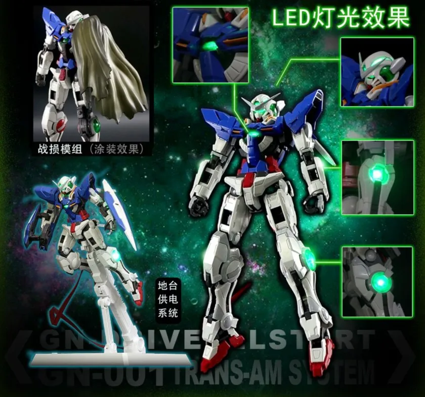 Hobijs Zvaigžņu Gundam modelis MG 1/100 TRANS-AM Sistēmas GN-001 R (1-3) paplašinātajā ietekmes novērtējumā Remonts 1-3 ( 4 in 1 maiņa ) + LED Mobile Suit bērniem rotaļlietas