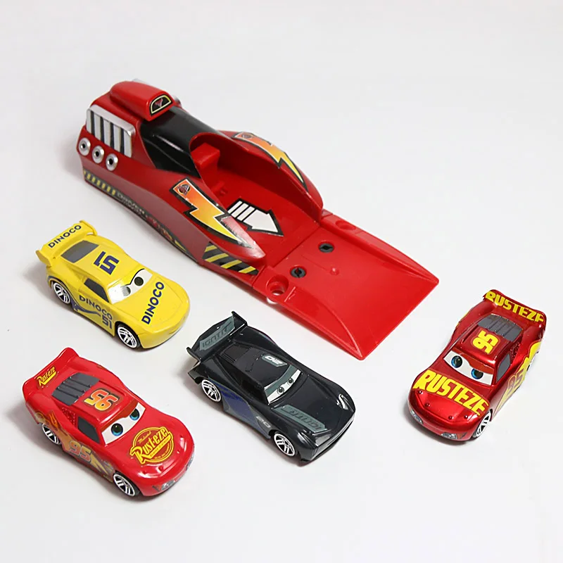 Iepakojumā 5 Disney Pixar Automašīnām, 3 Rotaļlietas, ātrgaitas Zibens McQueen Jackson Vētra Dinoco Mack Tēvocis Truck 1:55 Lējumiem ABS Automašīnas Modeli