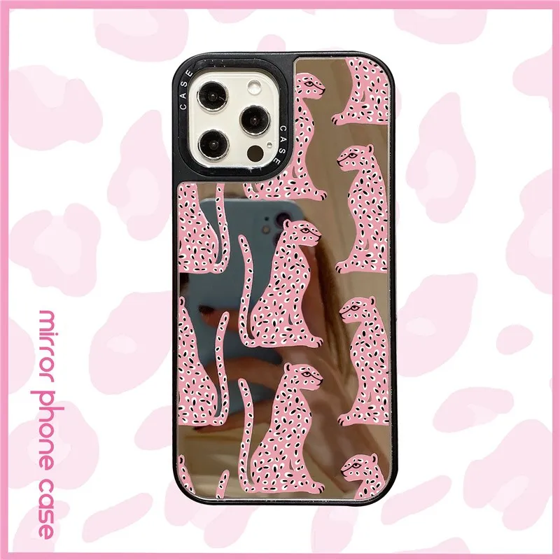 INS luksusa zīmolu spogulis rozā dzīvnieku leopard print mīkstās tālrunis lietā Par iPhone 12 Pro Max 11 Pro MAX 6 7 8 plus X XS MAX XR vāciņu