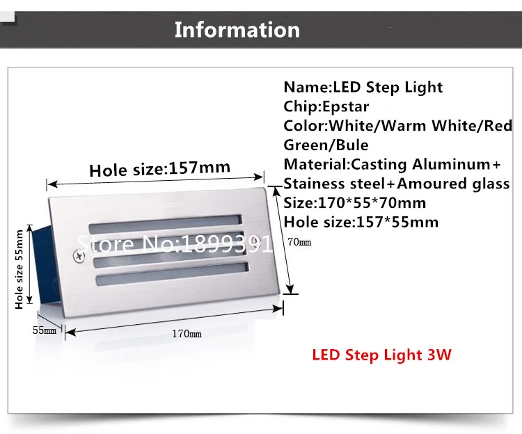 IP65 Pazemes gaismas 3W Kāpņu Gaismas Solis Padziļinājumā aprakti lampas iekštelpu āra Kāpnes, Soli, apgaismojums DC12V AC85-265V