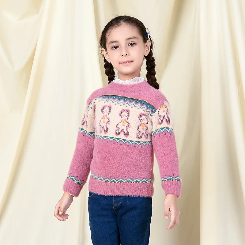 Jaunas ielidošanas meitene džemperis bērnu apģērbu trušu modelis adīts džemperis baby meiteņu džemperis trikotāžas džemperis 3-14 bērniem < Jakas | www.loveis.lv