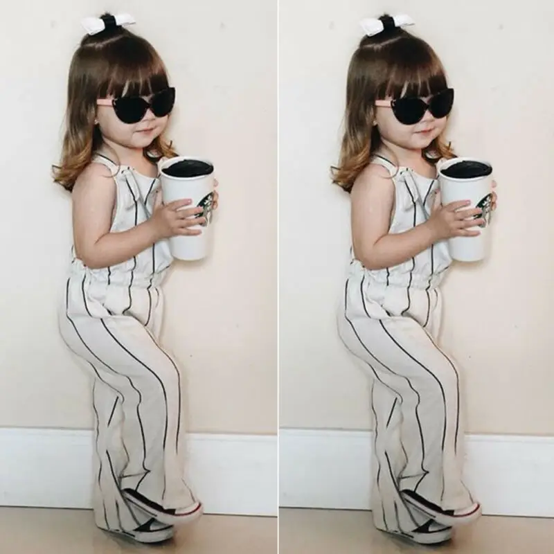 Jaunas Vasaras Modes Jaundzimušais Mazulis Baby Meitenes Svītrainām Backless Romper Gadījuma Piedurknēm Zaudēt Jumpsuit Apģērbs, Apģērbu 18M-6Years
