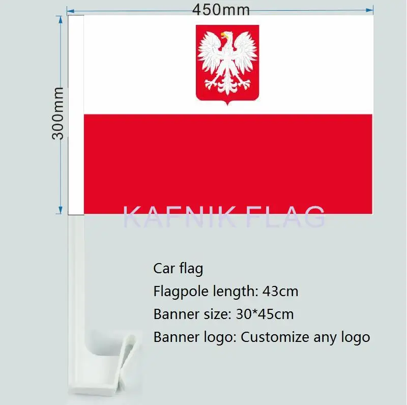 KAFNIK,30X45C Polijas karogu zviedru auto stiklu karoga pole, automašīnu dekorēšana Bezmaksas Piegāde