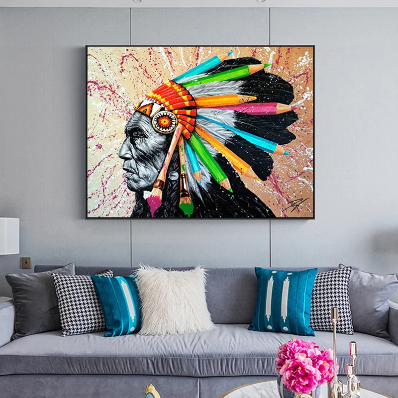 Krāsains Native Indijas Plakāti, Kanvas Glezna un Izdrukas Portrets Audekls Mākslas Skandināvijas Sienas Attēlu Dzīvojamā Istaba