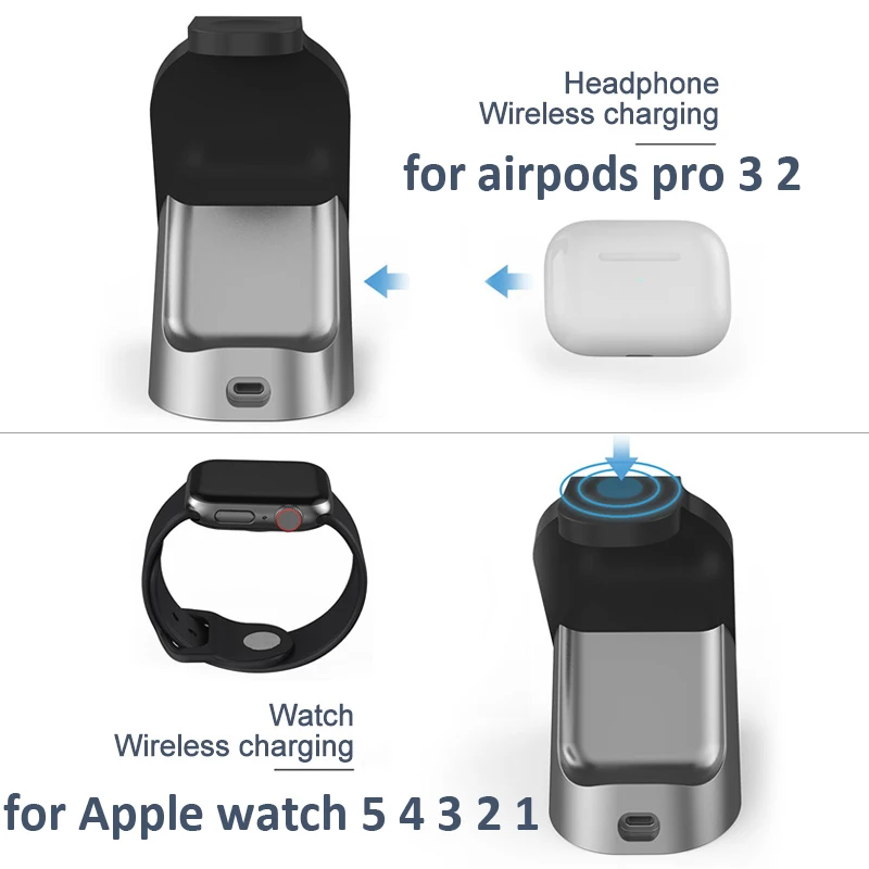 KSTUCNE QI 15W 3 in 1 Ātru Bezvadu Lādētājs iPhone Samsung Pumpuri Apple Skatīties 6 5 4 3 2 Airpods Pro Bezvadu Lādētāju Stāvēt