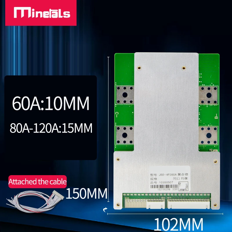 Minerālvielas 15s bms 3.2 V 48 v LifePo4 48V 60A 80A 100A 120.A PCM temperatūras aizsardzību, ar līdzsvarotu litija akumulatoru moduli, bms