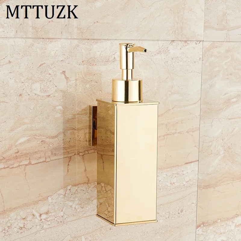 MTTUZK golden square Nerūsējošā tērauda ziepju dozatoru var piestiprināt pie sienas, rokas, Šķidro Ziepju Dozators, lai viesnīcu vannas virtuves