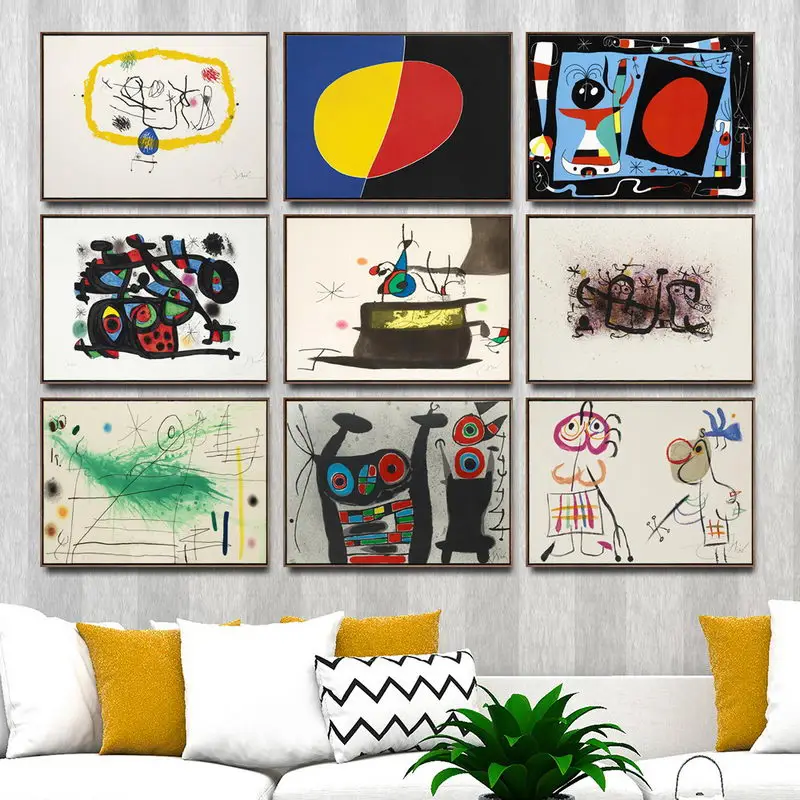Mājas Dekorēšanas Māksla Sienas, Attēlus No Dzīvo Istabā, Plakātu Druka Kanvas Gleznas Spāņu Joan Miro Abstraktu 5