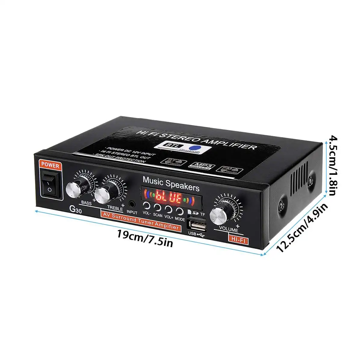 Mājas Digitālā Audio Pastiprinātāji 12V 220V Bass Audio Jaudas Bluetooth Pastiprinātājs augstas precizitātes FM USB SD LED Auto, Mūzika Subwoofer Skaļruņi