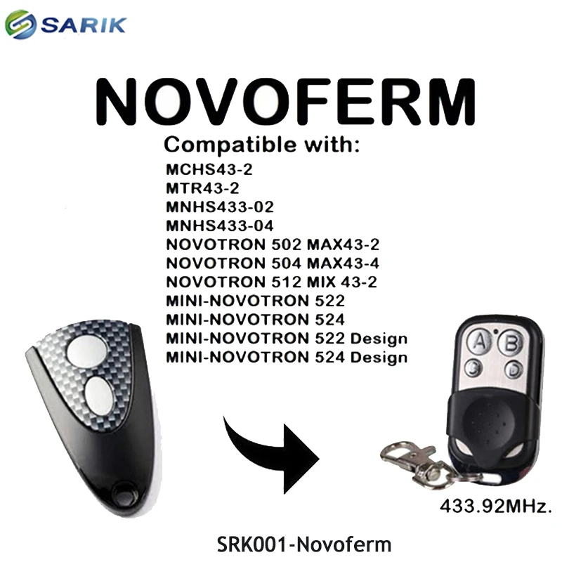NOVOFERM Mini-Novotron 522 Dizaina garāža komandu tālvadības NOVOFERM rokas raidītājs ritošā kods 433.92 mhz atslēgas fob