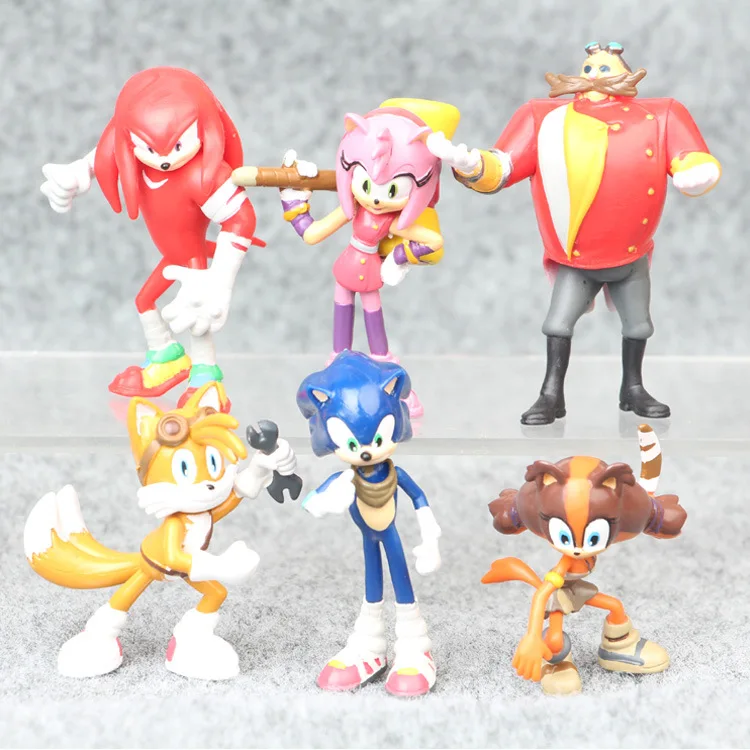 OHMETOY 6pcs / Set Sonic Hedgeho Rīcības Rotaļlietas Skaitļi Kūka Papildināšanas Statuetes Anime Dzimšanas dienas Dāvana Bērniem Kolekcija
