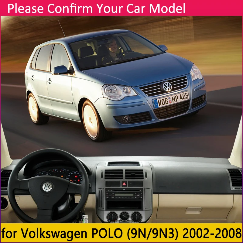 Par Volkswagen VW POLO MK4 2002~2008 9N 9N3 Anti-Slīdēšanas Paklājiņš Paneļa Vāciņu Pad Saulessargs Dashmat Paklāju Piederumi 2003 2007 2008