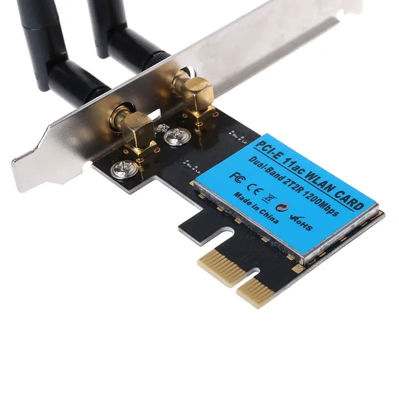 PCI-E 1200Mbps Bezvadu Tīkla Karti 2,4 GHz/5 GHZ Dual Band PCI Express WIFI WLAN Kartes Adaptera Antenu PC Datoru Acce