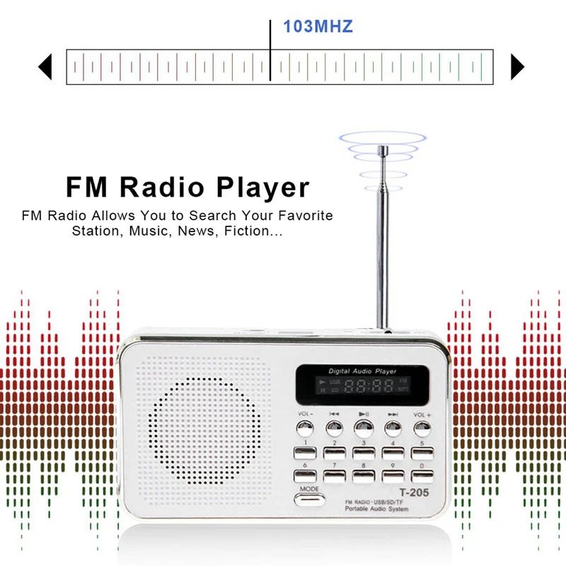 Pārnēsājams Mini Am Fm Radio Stereo Skaļruņu Atbalsts Sd/Tf Kartes Ar Usb