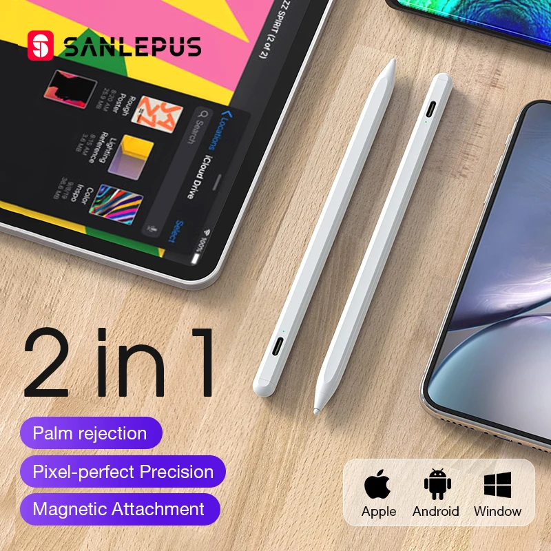 SANLEPUS Aktīvo Irbuli Apple Zīmuli par 2 iPad, Android Planšetdatori mobilo Telefonu Samsung Xiaomi Pro Air 3 Universālo Zīmēšanas Touch Zīmuli