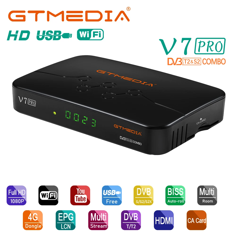 Satelītu Uztvērējs Combo DVB-T2/S2 GTmedia V7 PRO Atbalsta SA Kartes Slots T2MI H. 265 PowerVu,DRE Biss BLOKS PVR WiFi HEVC Galvenais 10bit