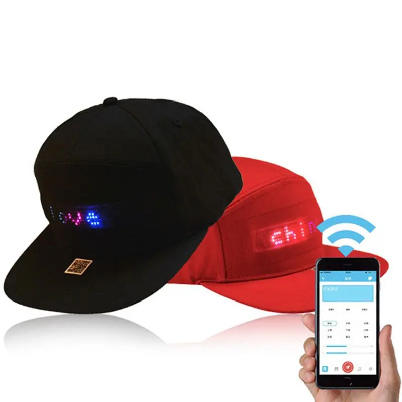 Unisex Bluetooth LED Mobile Phone Kontrolē Beisbola Cepure Ritiniet Ziņu Displejs Valdes Hip Hop Iela Snapback Cap