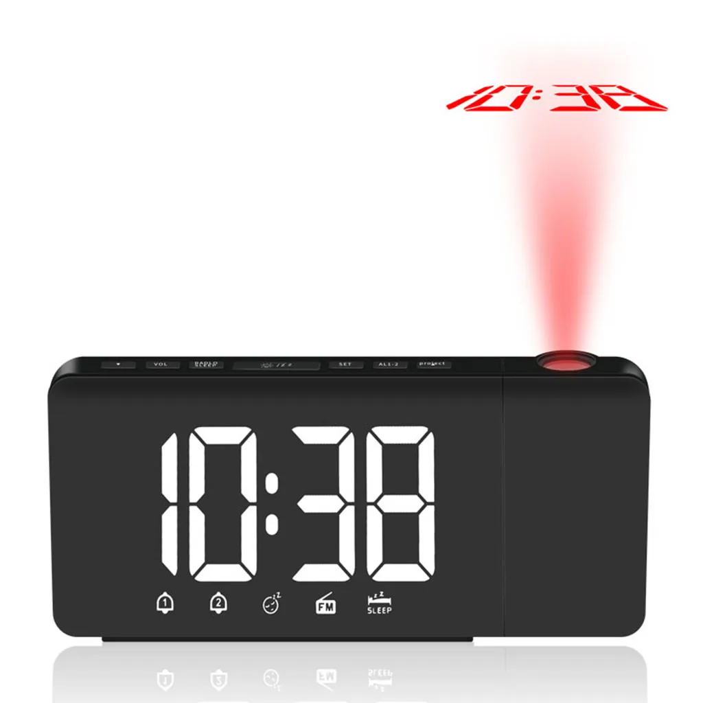 USB Modes Radošā Telpa Galda Rotājumu Projekcijas Pulkstenis LED Digitālais Modinātājs Grozāms Dual Alarm FM Radio
