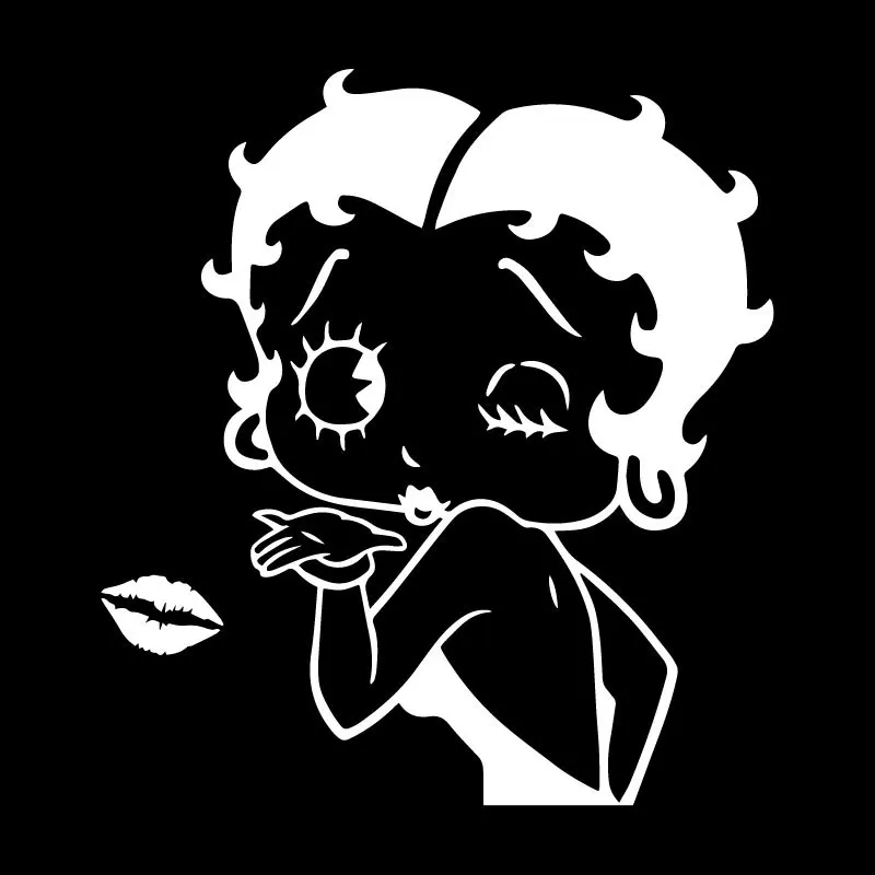 Volkrays Creative Auto Uzlīme Betty Boop Meitenes Lūpām Noskūpstīt Mākslas Piederumi Atstarojošs Ūdensizturīgs Sauļošanās Vinila Decal,15cm*14cm