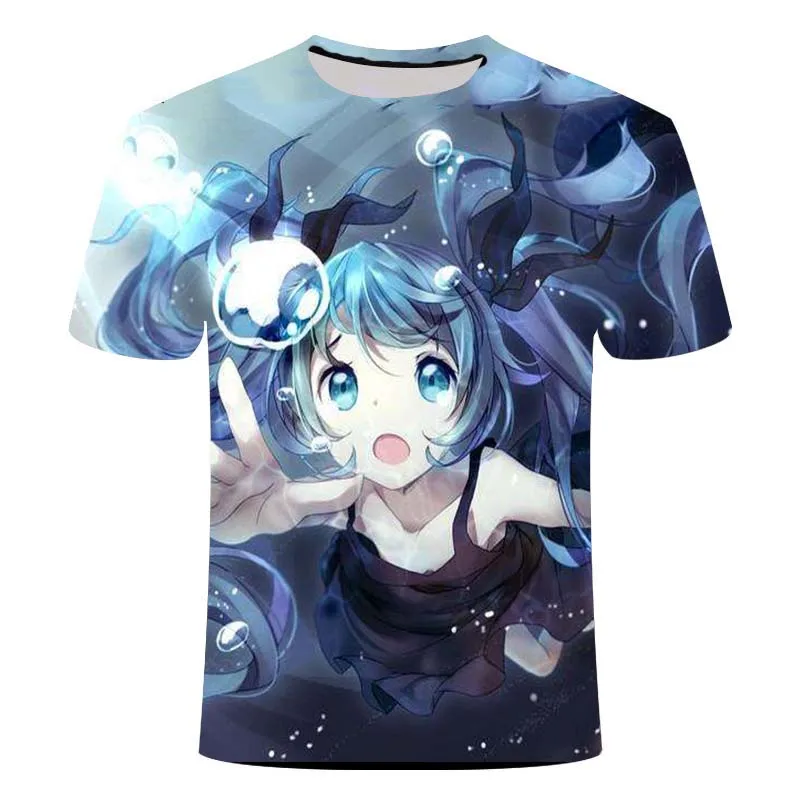Vīriešu, Sieviešu Virtuālā Dziedātāja T-krekls 3D Drukāšanas Anime Meitene Hatsune Īsām Piedurknēm Gadījuma Hip Hop Izmēra T-krekls