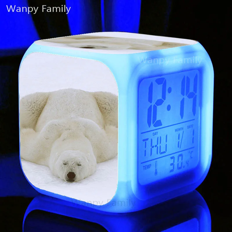 [Wanpy Ģimenes] leduslācis Modinātājs bērnistabai Daudzfunkciju Mirdzošu LED Krāsa Mainās Digitālais Modinātājs