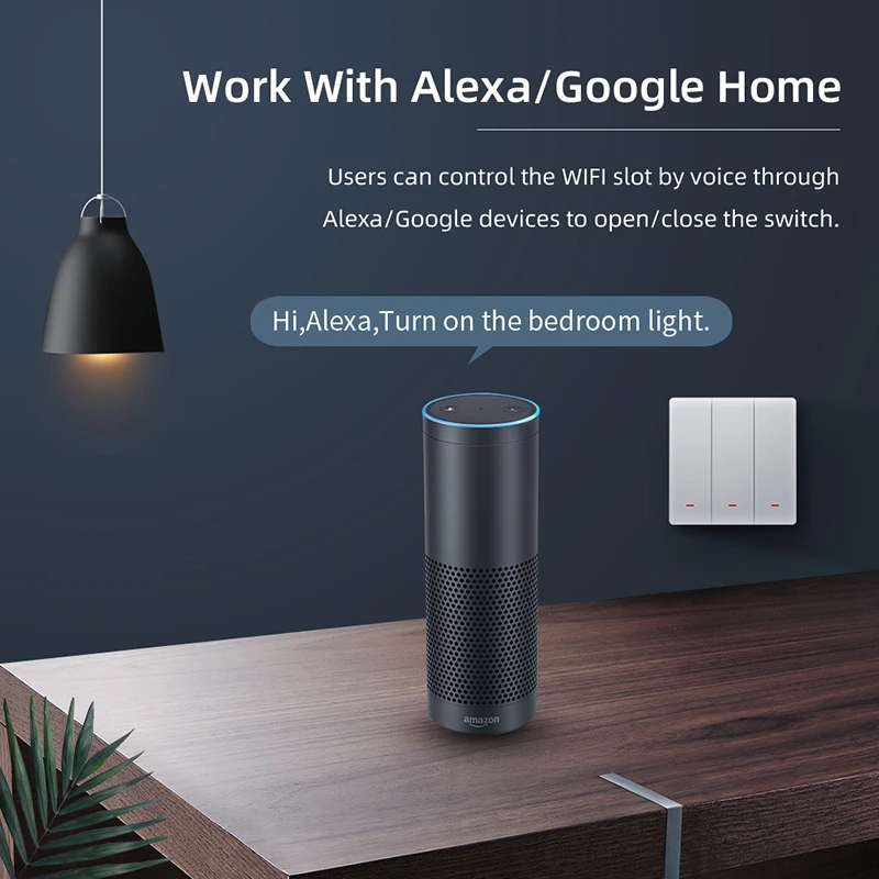 WiFi+RF Smart Slēdzi Bīdiet Taustiņu Sienas Gaismas Slēdzis Tālvadības pults Ar taimeri, Alexa un Google Home Balss Vadība