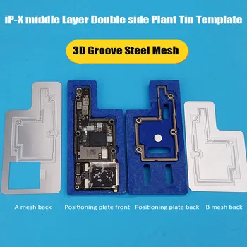 Jyrkior 3D BGA Reballing Trafaretu Platforma iPhone X XS MAX Pamatplates Vidējo Slāni, Stādīšanas Tin Tērauda Pinuma Veidnē, Instrumenti,