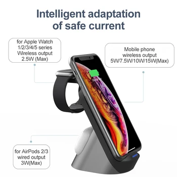 KSTUCNE QI 15W 3 in 1 Ātru Bezvadu Lādētājs iPhone Samsung Pumpuri Apple Skatīties 6 5 4 3 2 Airpods Pro Bezvadu Lādētāju Stāvēt