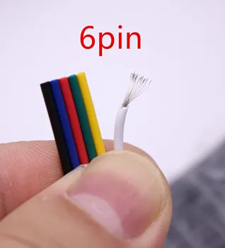 5M 2 3 4 5 6 pins 22# vadu Paplašinājums Kabeļa Savienotājs 22AWG strāvas Vads, Lai 5050/3528 RGB LED Lentes/Gaismas/Modulis utt.