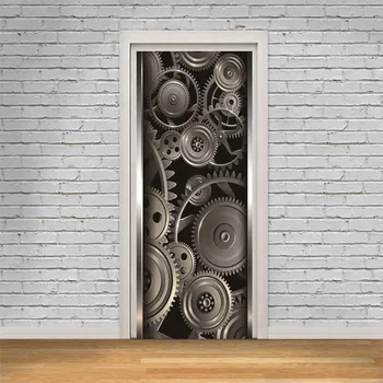 Mūsdienu Radošā Durvju Uzlīmes 3D Stereo Metāla Tekstūru Rīku Tapetes Dzīvojamā Istabā, Mājas Dekoru, Sienas Uzlīmes PVC Ūdensnecaurlaidīga Uzlīmes