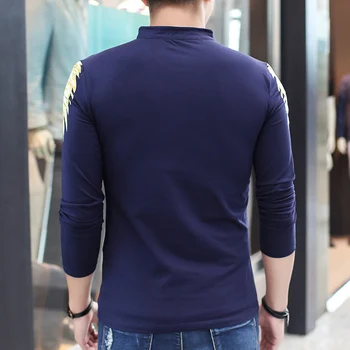 Jaunu 2019 Modes Vīriešu Polo Krekli, Kokvilnas Slim Fit Camisa Polo Drukāt Ikdienas Krekli Ilgtermiņa Piedurknēm Camisetas Zīmolu Apģērbu MT551